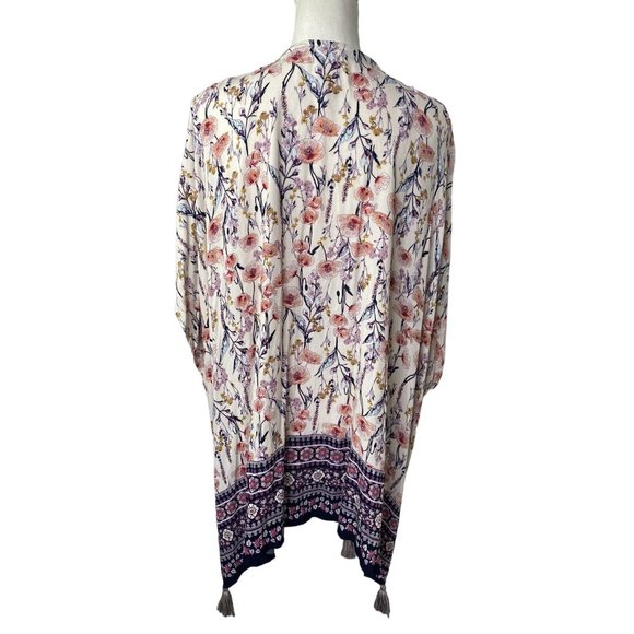 Knox rose Women's Shrug Poncho Pink Floral lightweight flowy Size XS - Picture 4 of 11